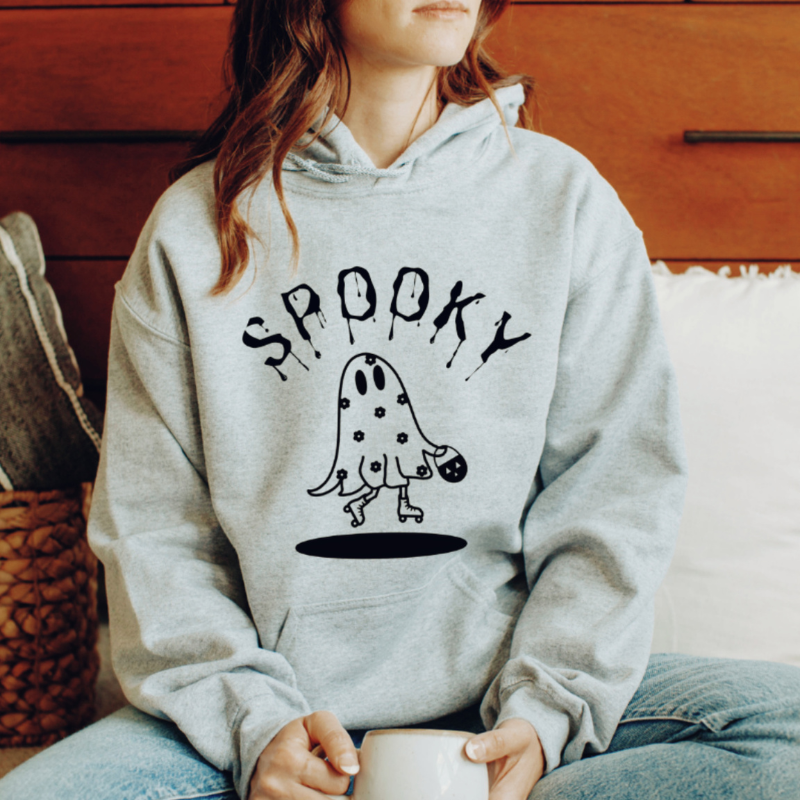 THE SKATING GHOST HOODIE-BLK PRINT