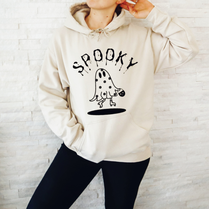 THE SKATING GHOST HOODIE-BLK PRINT