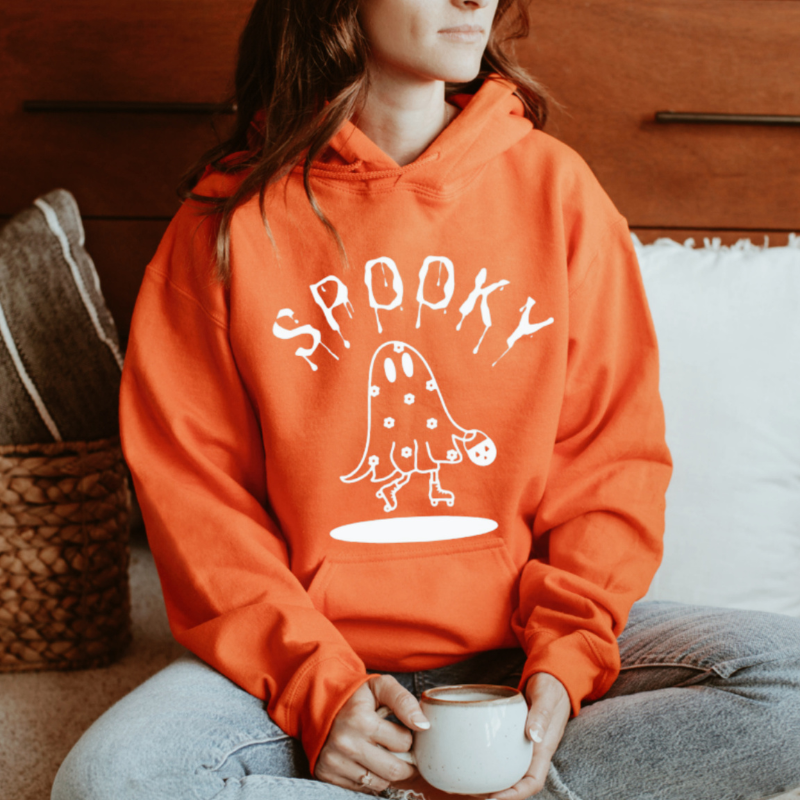 THE SKATING GHOST HOODIE-WHITE PRINT