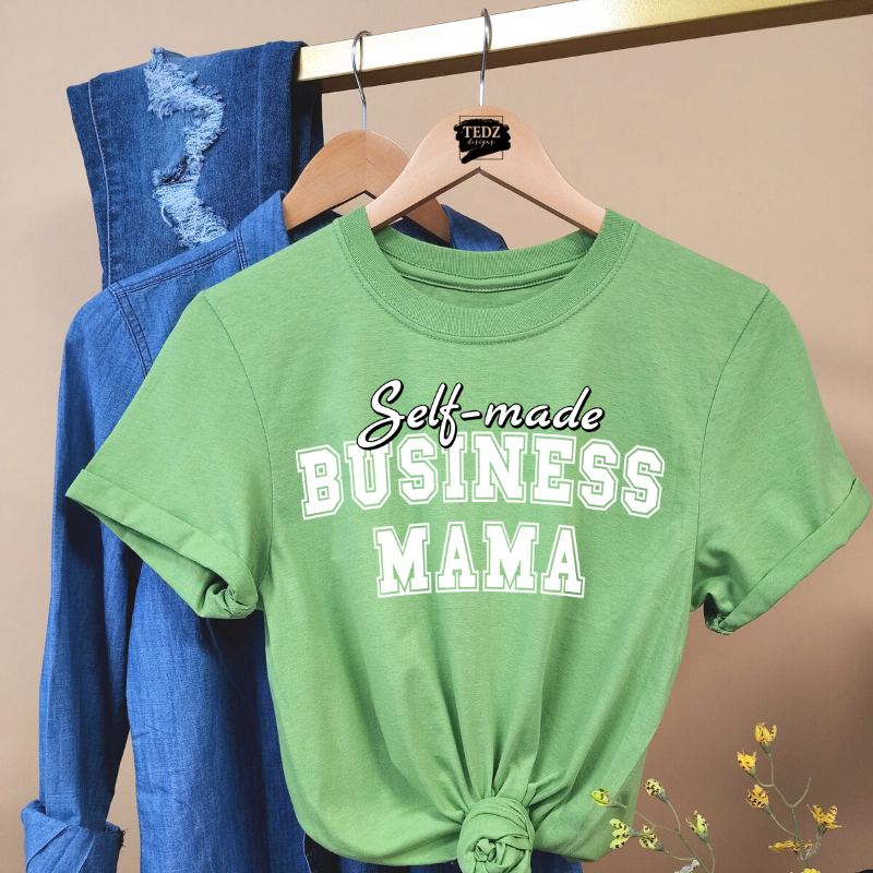 SELF MADE BUSINESS MAMA TEE- SPORTS WHITE