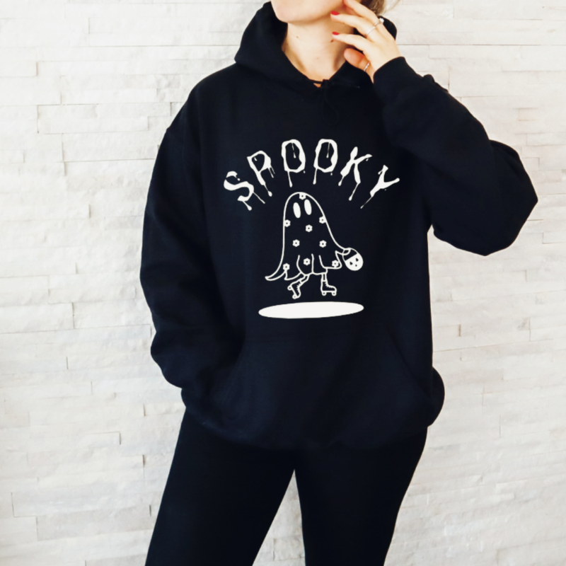 THE SKATING GHOST HOODIE-WHITE PRINT