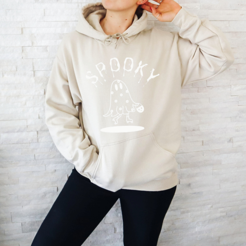 THE SKATING GHOST HOODIE-WHITE PRINT