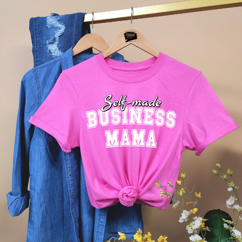 SELF MADE BUSINESS MAMA TEE- SPORTS WHITE