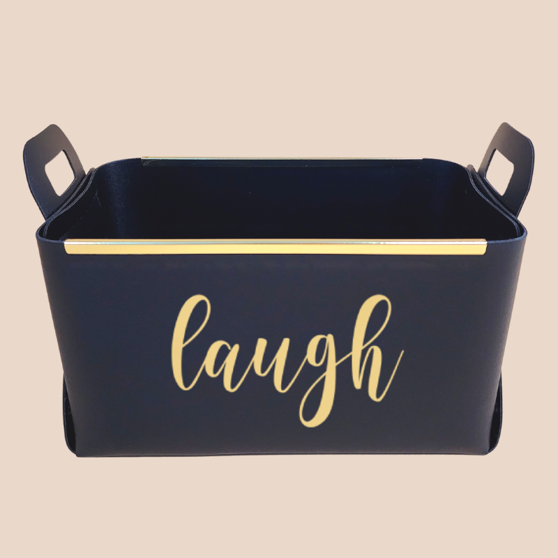 POSITIVE WORD VEGAN LEATHER STORAGE BASKET