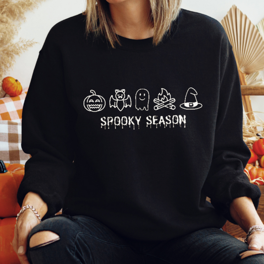 SPOOKY SEASON CREWNECK-WHITE PRINT