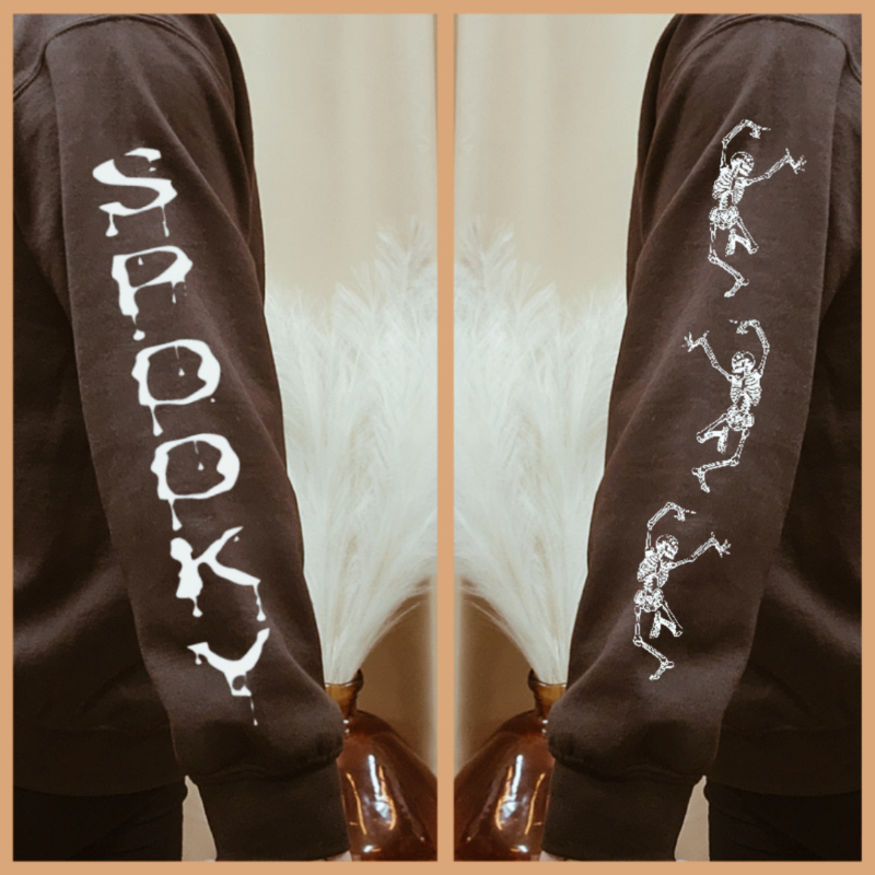 SPOOKY SKELETON HOODIE-WHITE PRINT