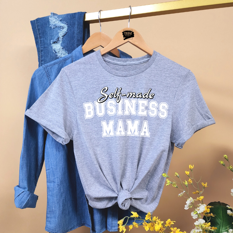 SELF MADE BUSINESS MAMA TEE- SPORTS WHITE