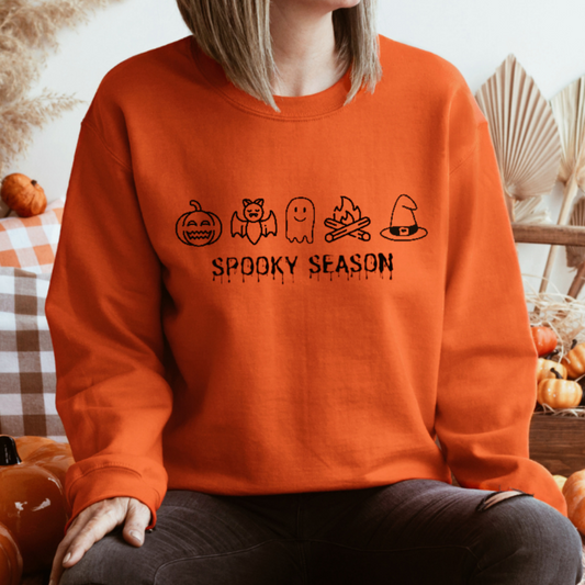 SPOOKY SEASON CREWNECK-BLK PRINT