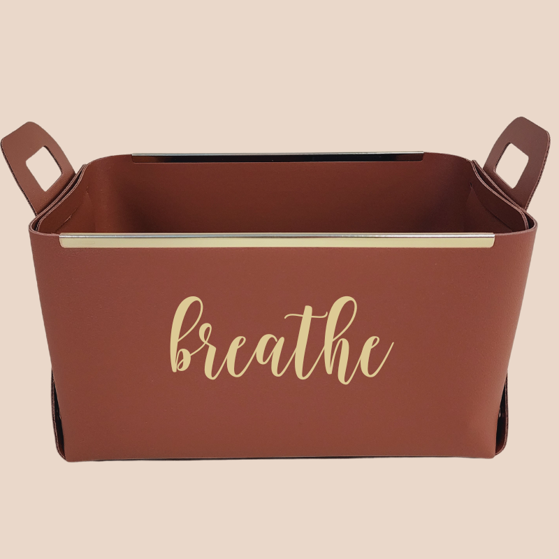 POSITIVE WORD VEGAN LEATHER STORAGE BASKET