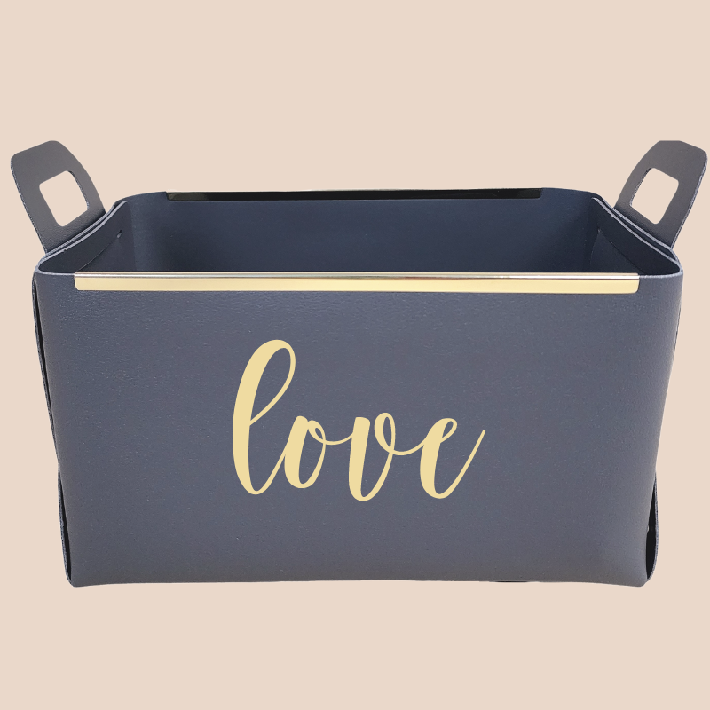 POSITIVE WORD VEGAN LEATHER STORAGE BASKET