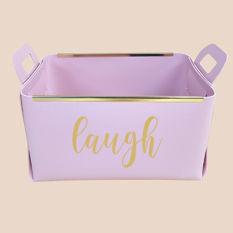 POSITIVE WORD VEGAN LEATHER STORAGE BASKET