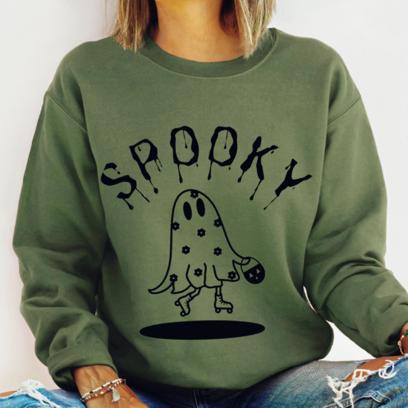 THE SKATING GHOST CREWNECK-BLK PRINT