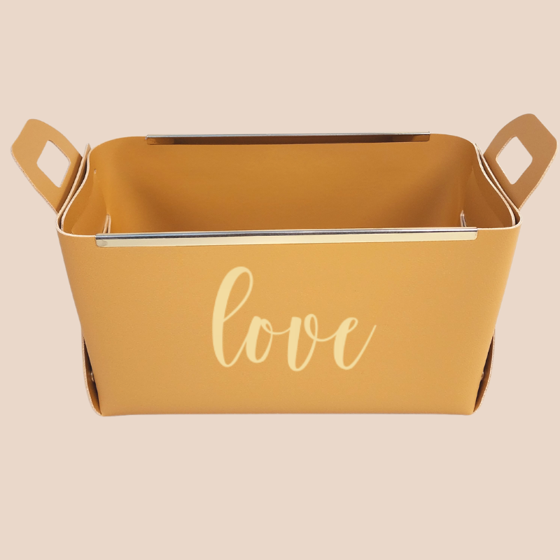 POSITIVE WORD VEGAN LEATHER STORAGE BASKET