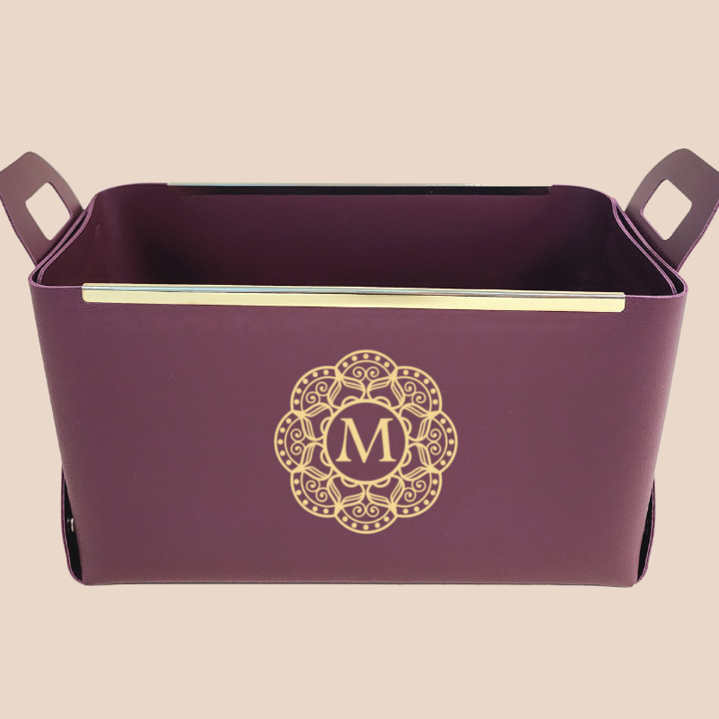 CUSTOM DESIGN VEGAN LEATHER STORAGE BASKET