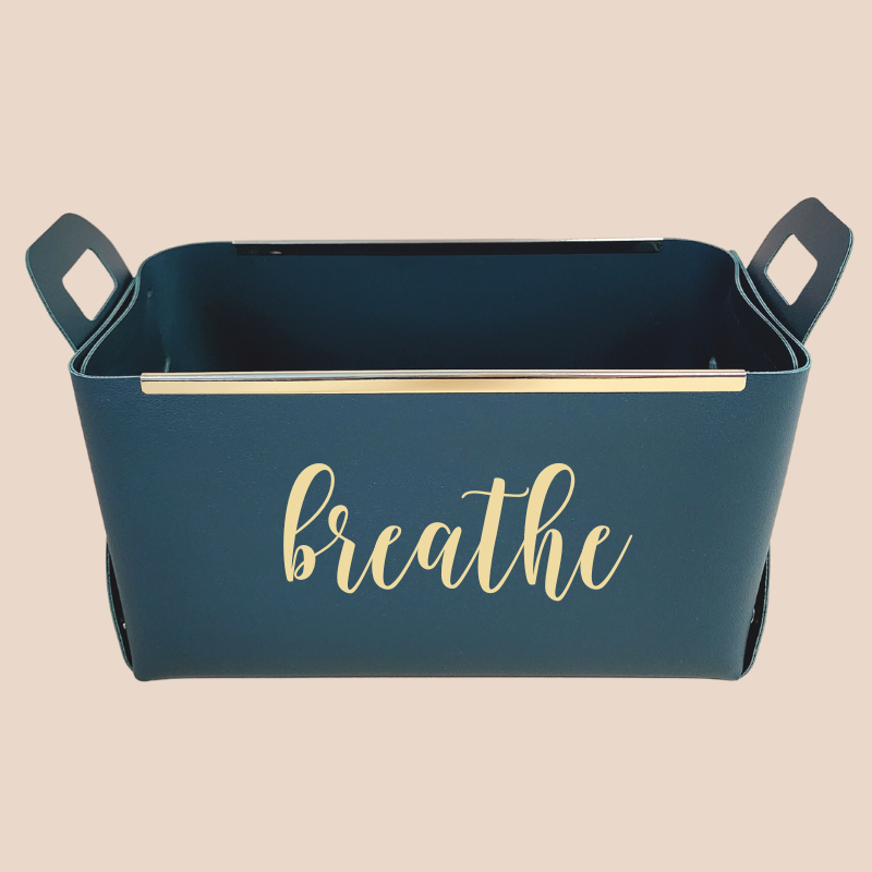 POSITIVE WORD VEGAN LEATHER STORAGE BASKET